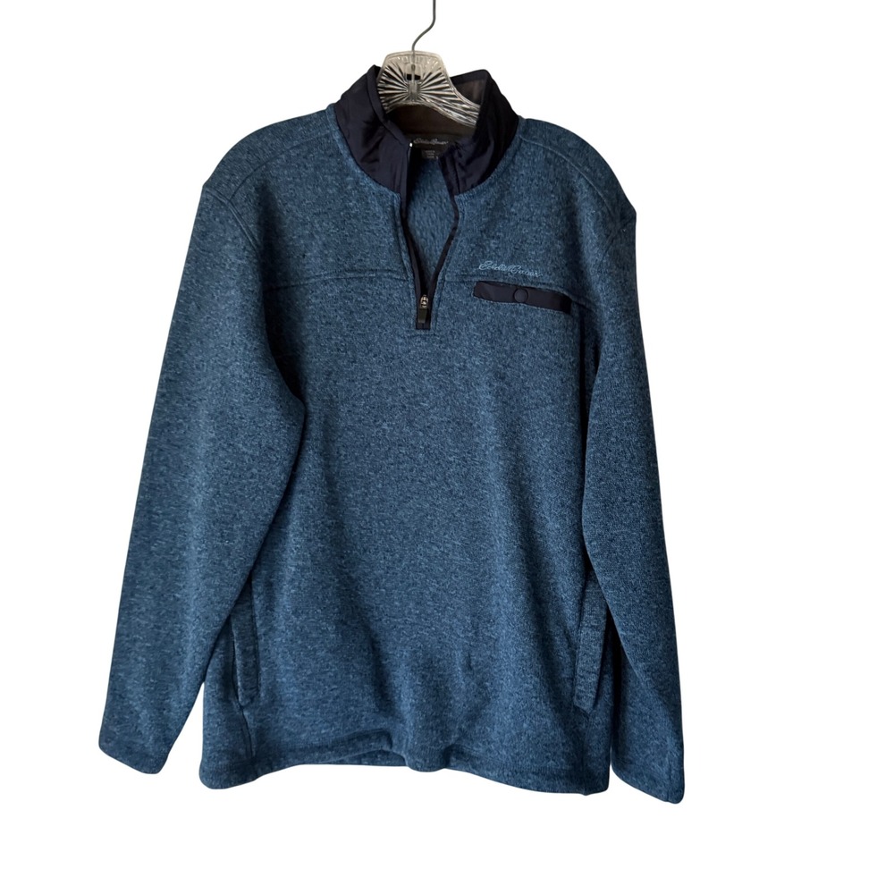 Eddie Bauer Mens Pullover Fleece Jacket Quarter Zip Blue S Small Outdoor